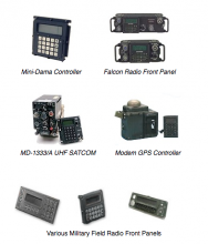 Mini-Dama Controller, Falcon Radio Front Panel, Falcon Radio Front Panel, MD-1333/A UHF SATCOM, Modem GPS Controller, Military Field Radio Front Panels